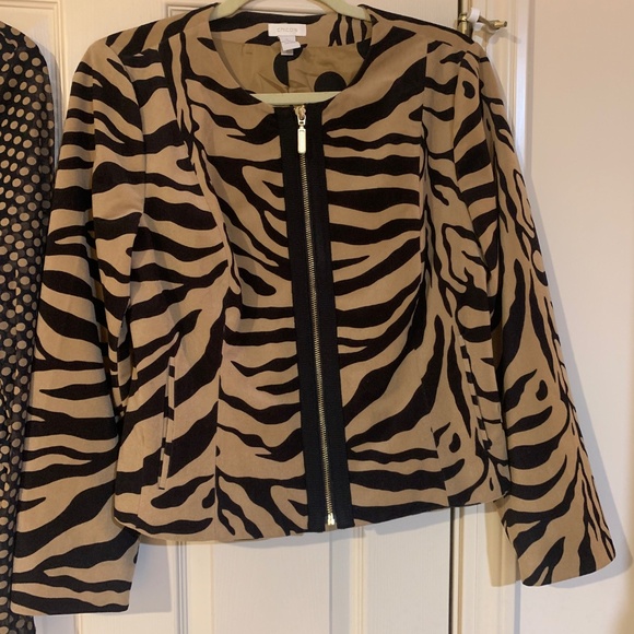 Chico’s Tan/Black Blouse/Jacket Set sz 1 - Picture 2 of 14